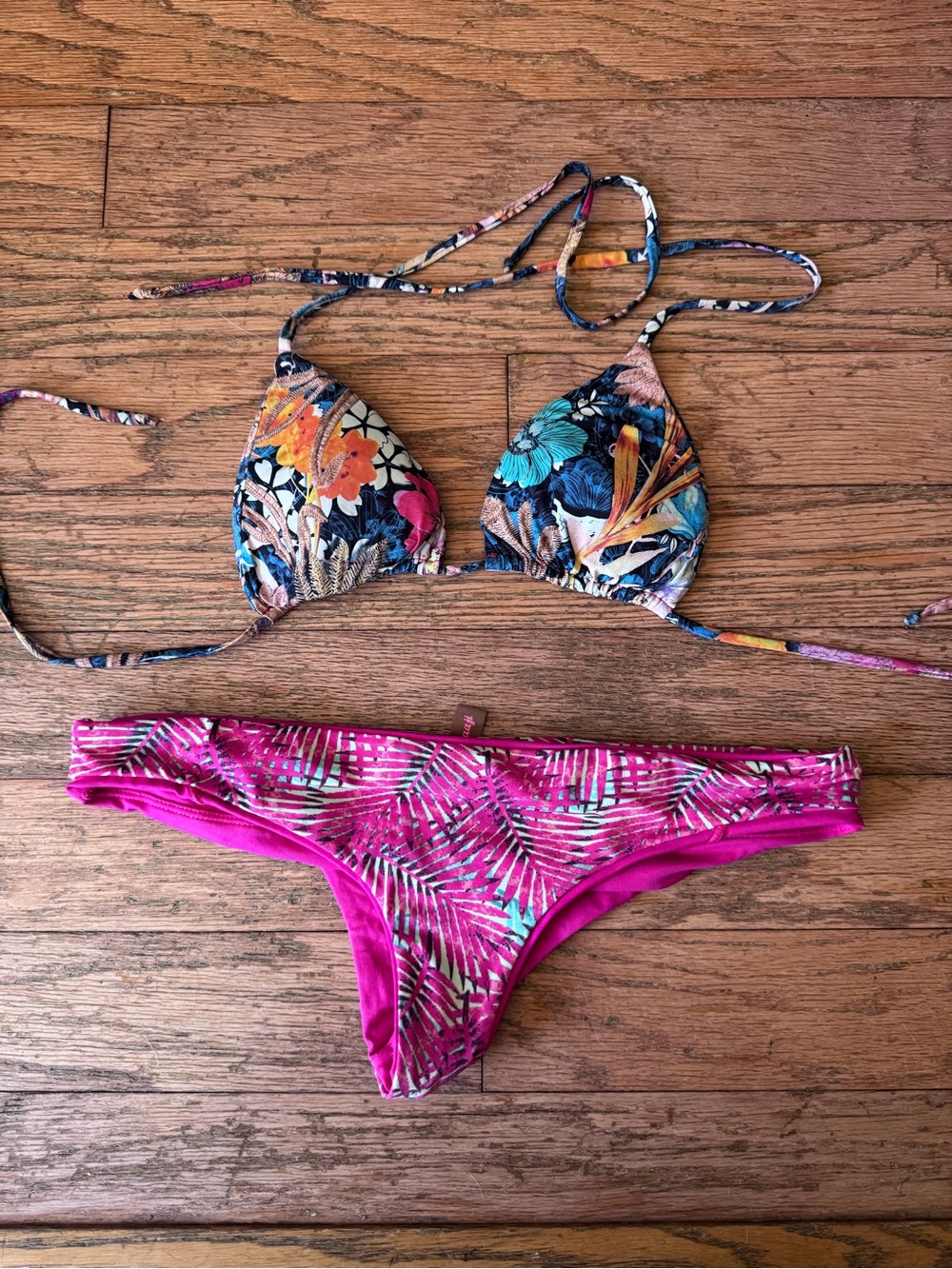 Midori Floral Triangle Bikini — Pink & Multicolor
